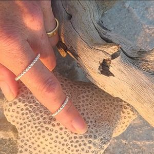 Delicate Beaded BEAD Sterling Silver Stack Ring/Band Gorgeous High Polish CHOOSE